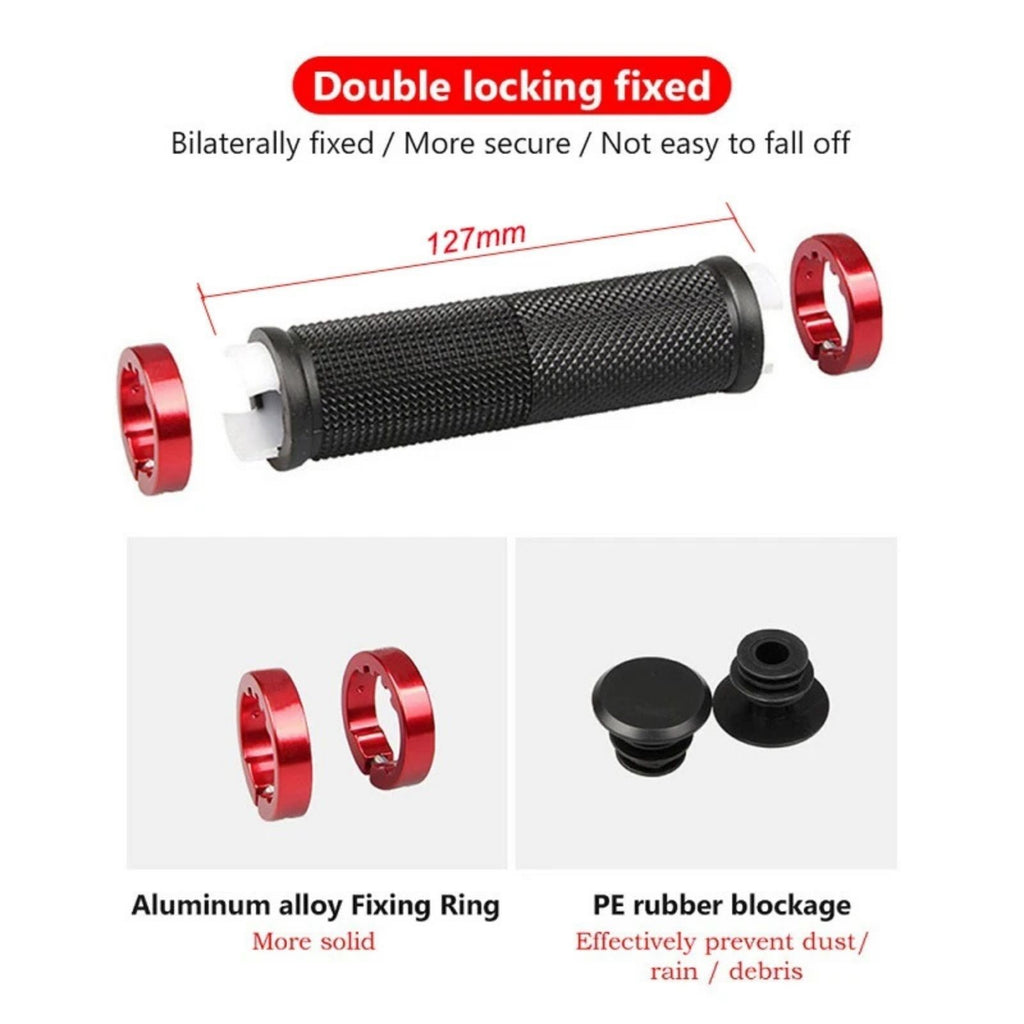 2x Bicycle Handle Bar Grips Double Lock On BMX MTB Mountain Bike Cycle Grip UK