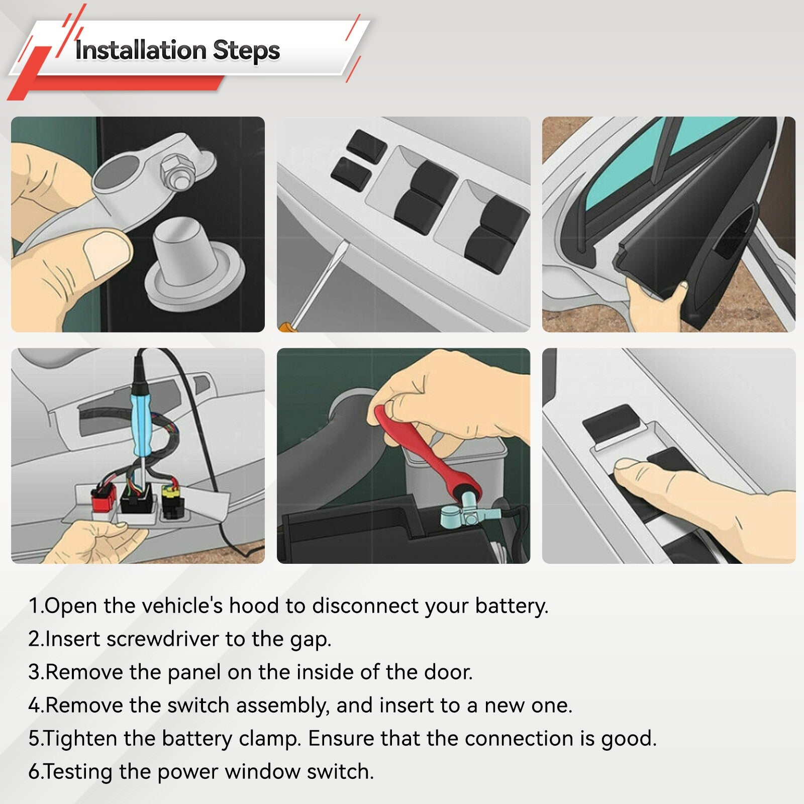 Power Window Switch 96751127ZD 96751120ZD Replaces for Peugeot 208