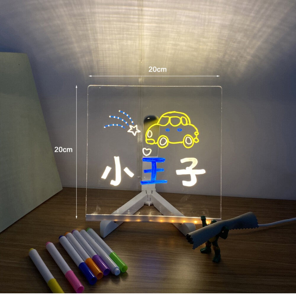 USB LED Night Light Acrylic Message Note Board Lamp Children Gifts Bedroom Decor