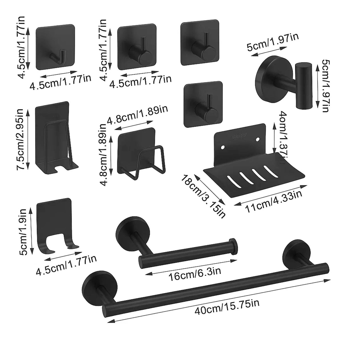 11pcs Bathroom Accessories Set No Drilling Towel and Toilet Roll Holder Set