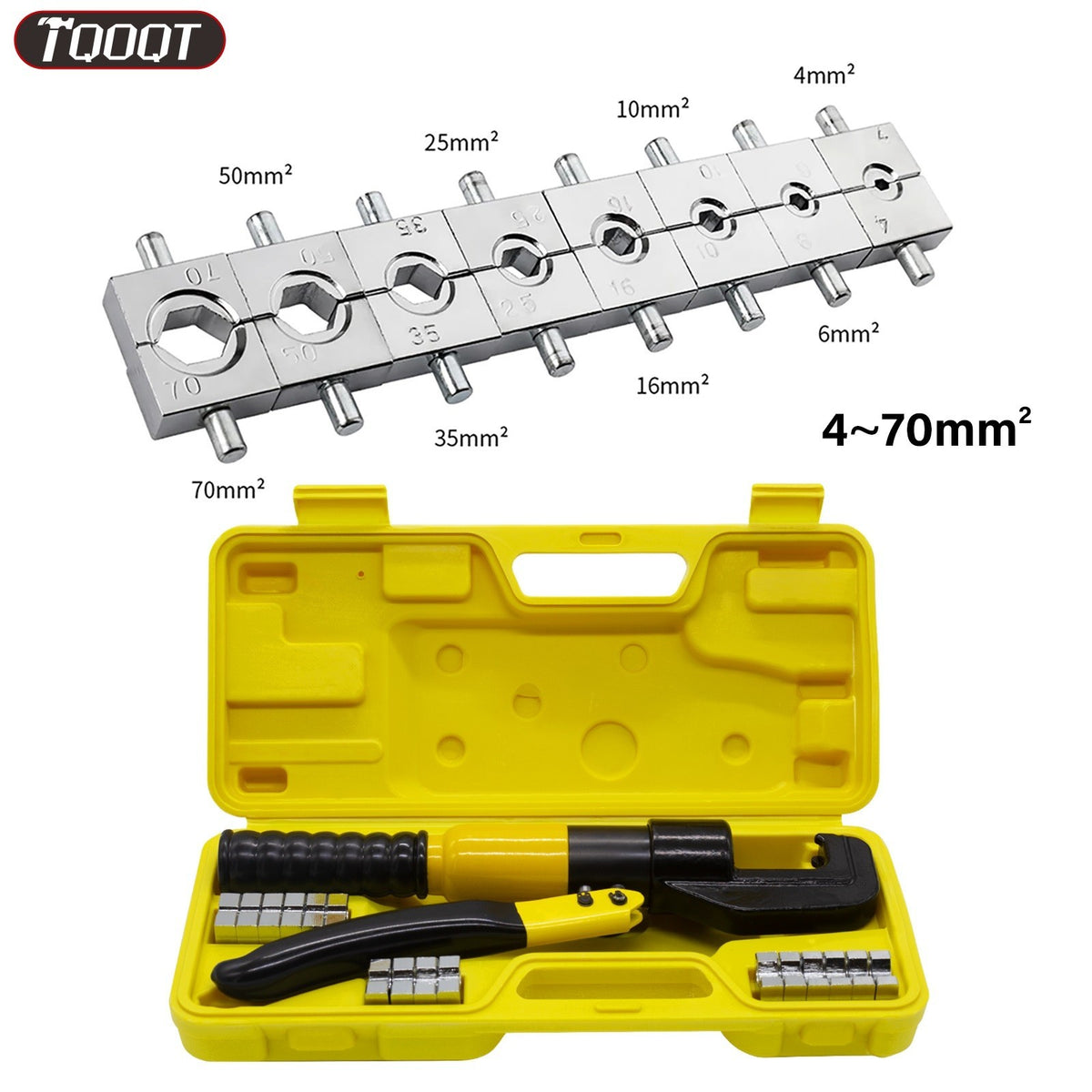 8 Dies 16 Ton Hydraulic Crimper Wire Battery Cable Lug Terminal Crimping Tool UK