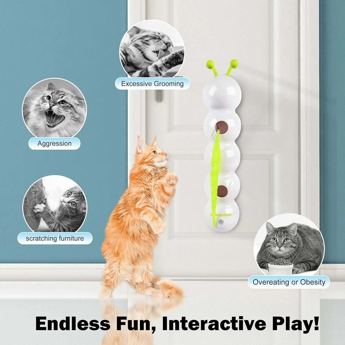 Interactive Caterpillar Cat Toy For Indoor Cats – Caterpillar Smart Cat Toy New
