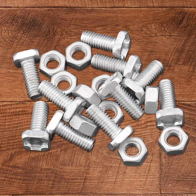 50X Greenhouse Bolts and Nuts Sets Glasshouse Aluminium Nuts & Bolts Square Head