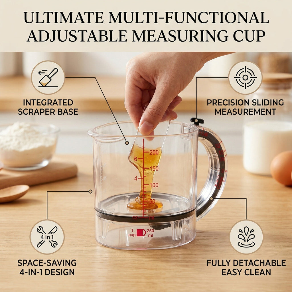 2x Adjustable Measuring Cup Multi Function 4 In 1 Measuring Cup With NEW