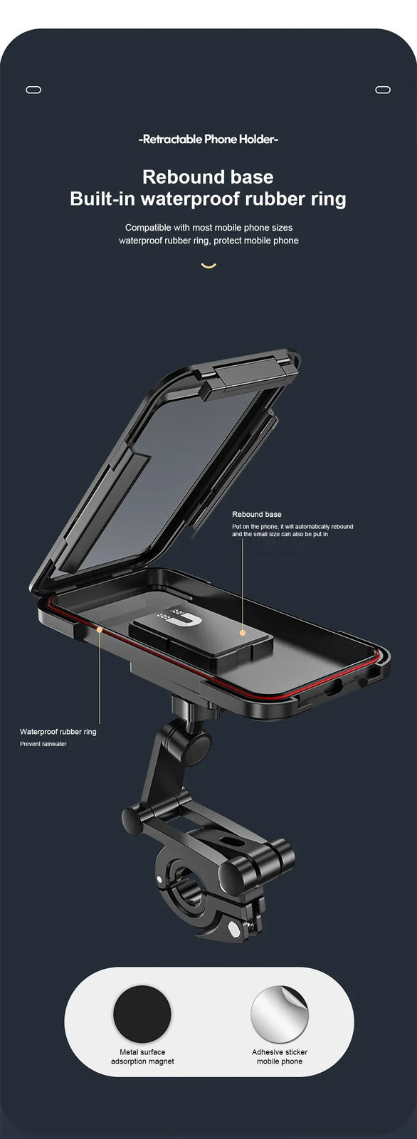 360° Waterproof Bicycle Motor Bike Phone Case Mount Holder For All Mobile Phones