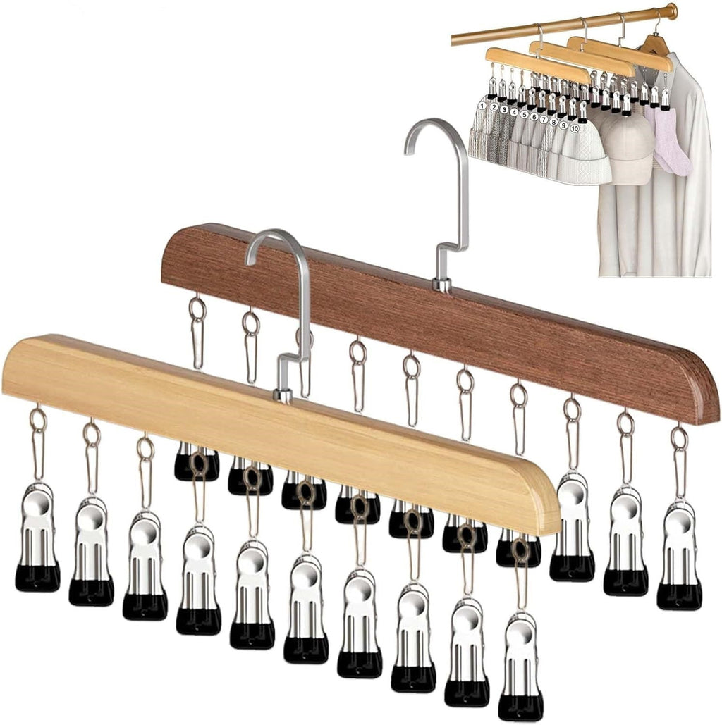 Upgraded Closet Organizer with 10 Clips-360°Swivel Multi-Hook Wardrobe Organizer