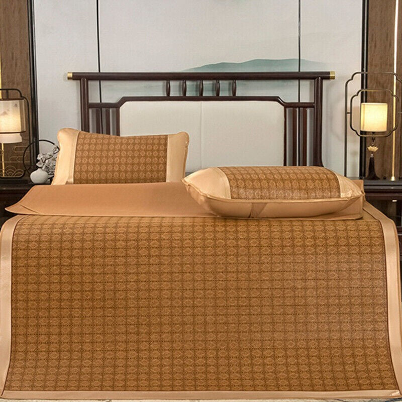 Summer Sleeping Mat 1set For Bed Rattan Foldable Nature Bamboo Cool Bed Mat Pad