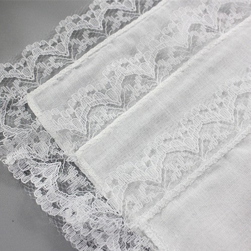 5 Pcs/lot Ladies Women's Cotton Handkerchiefs Lace Border White Wedding Hanky