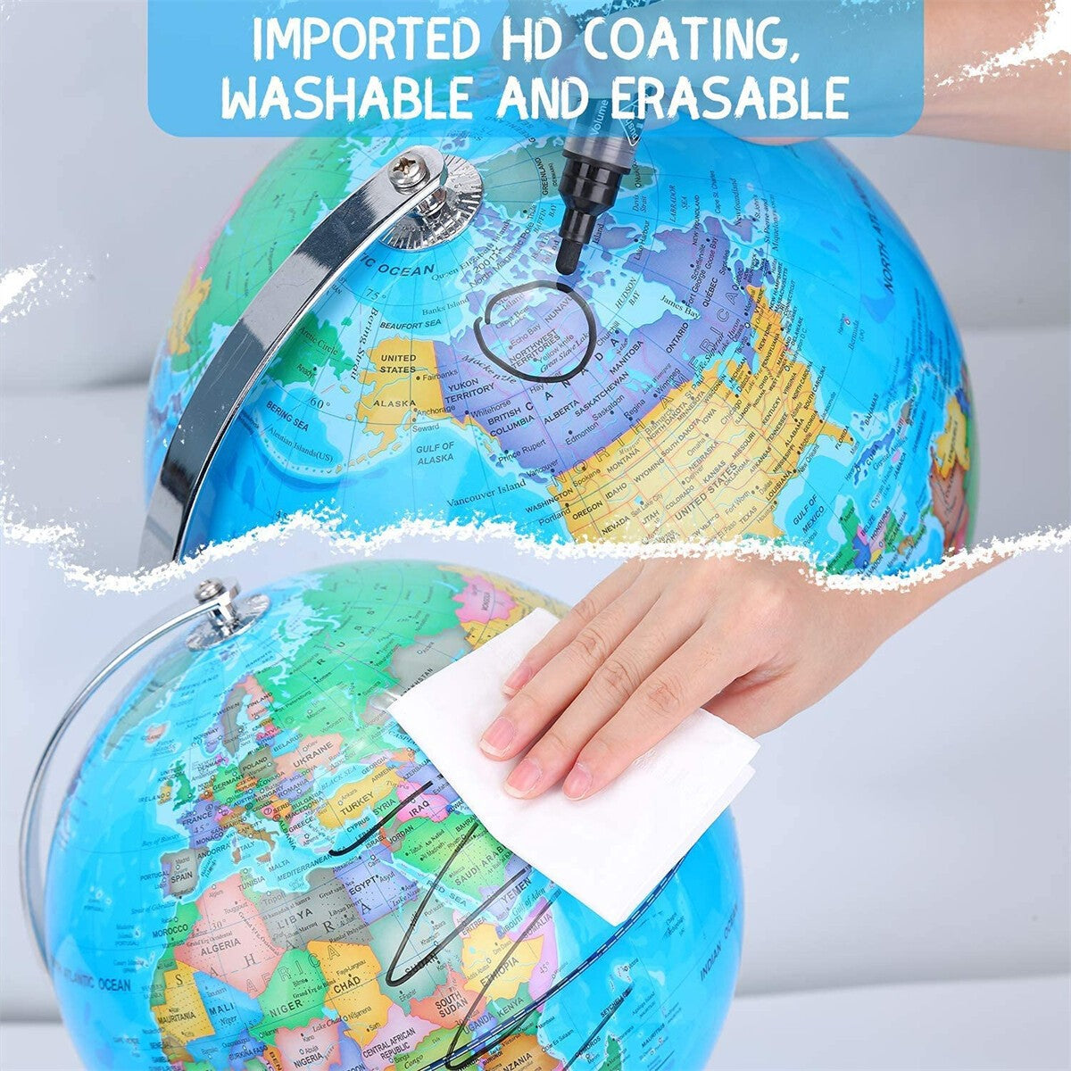 Illuminated Globe W/USB Study Play Learning Rotating World Globe LED Light Up