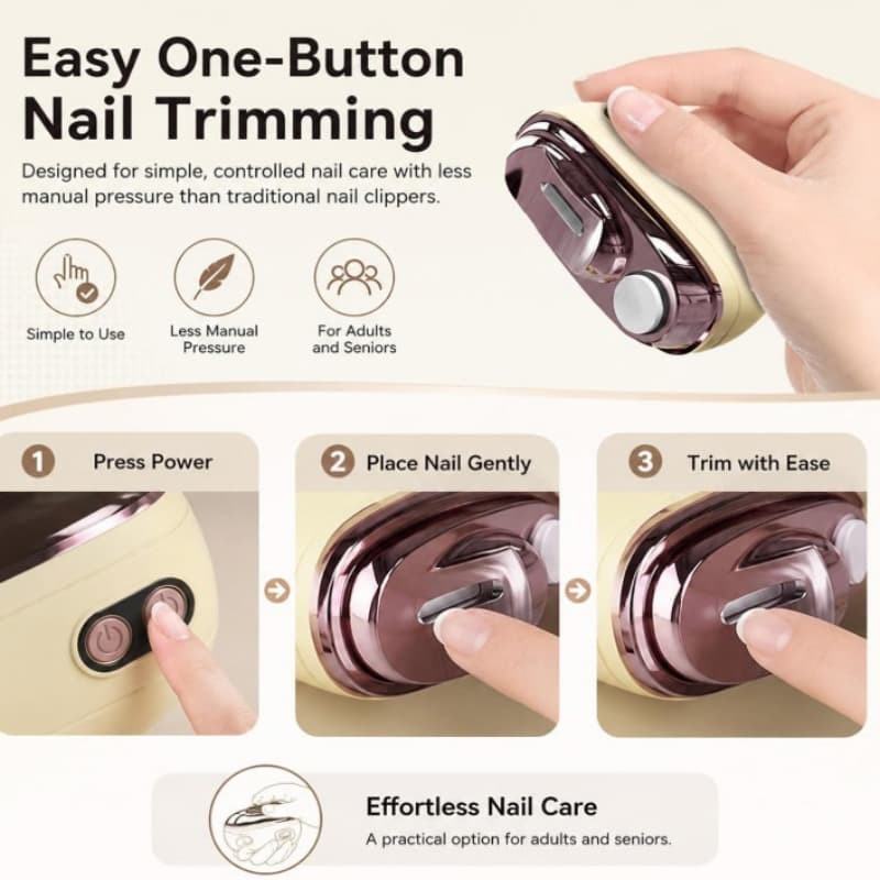 2-in-1 Smart Electric Nail Clipper&Polisher,,Rechargeable Automatic Nail Clipper