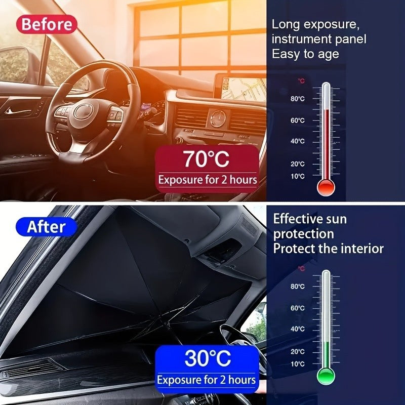 Larger Front Window Sun Shade Visor Cover Foldable Windshield Sunshade Umbrella