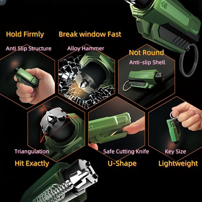 3PCS Window Breaker and Seatbelt Cutter Keychain 2 in 1 Car Hammer Glass Break