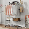 Heavy Duty Double Clothes Rail Hanging Rack Garment Display Stand Shoes Storage