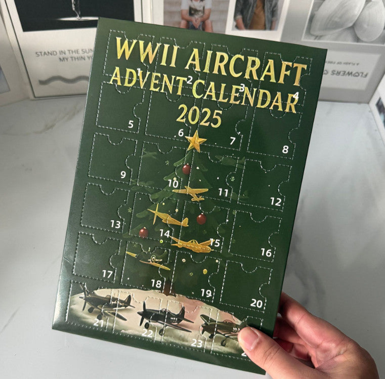 WWII Aircraft Advent Calendar, 24 Days Christmas Countdown Calendar with 24 Uniq