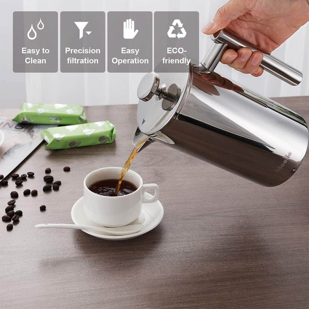 350ml French Press Stainless Steel Coffee Tea Filter Maker Plunger Pitcher Tool