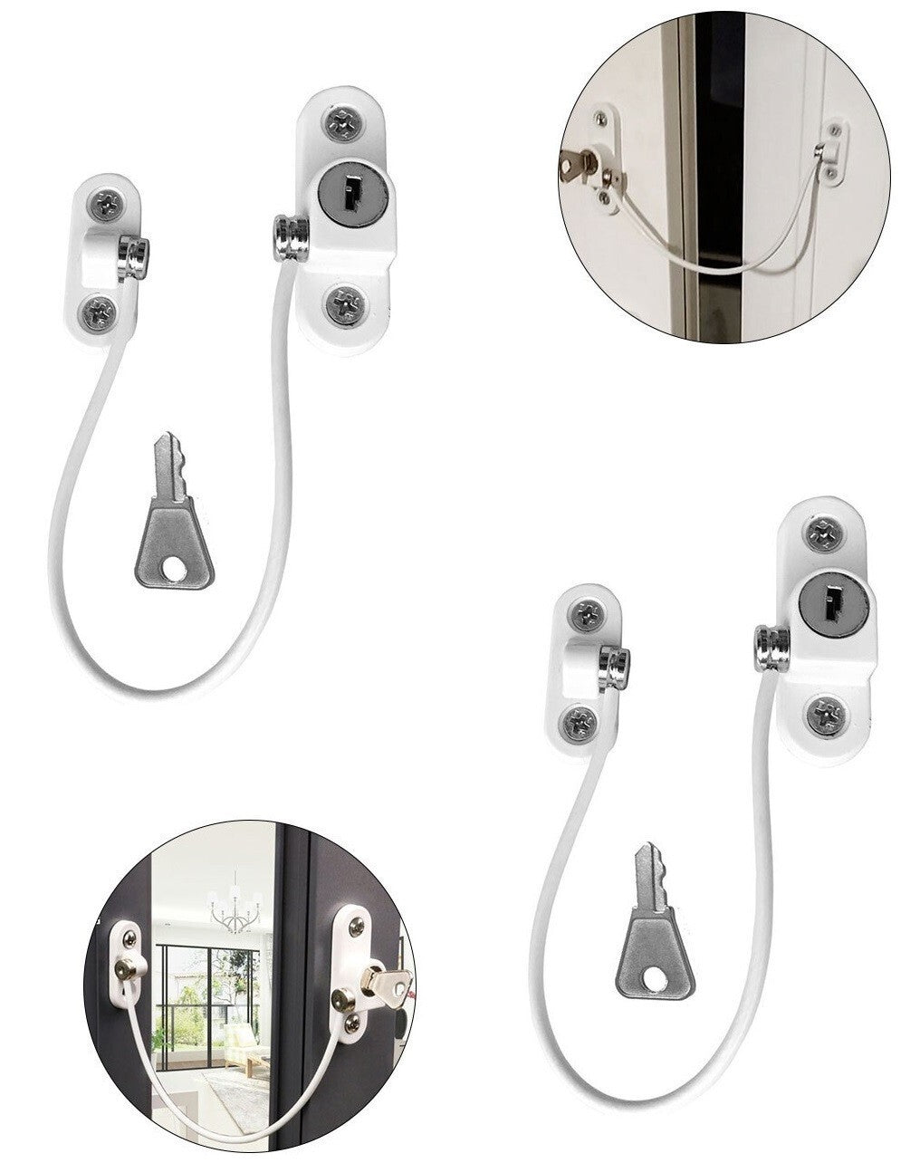 2x Window Restrictor Safety Cable Lock Wire kids Child Security locks Tools