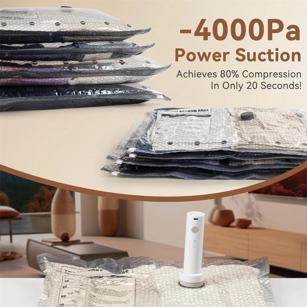 Cordless Rechargeable Vacuum Bag Set Portable Travel Storage Pump Bedding Clothe