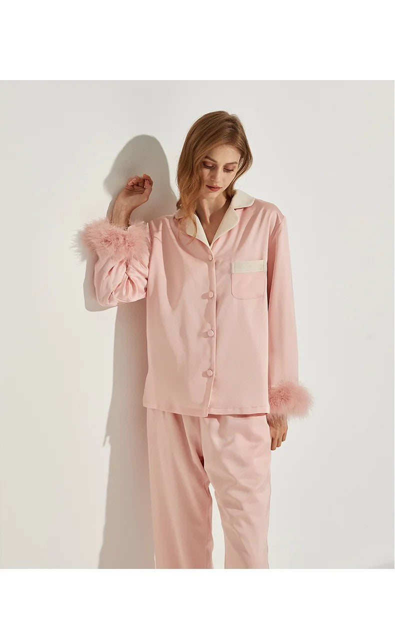 Womens Pajamas Women's Autumn Winter Fleece Thickened Removable Feather Homewear
