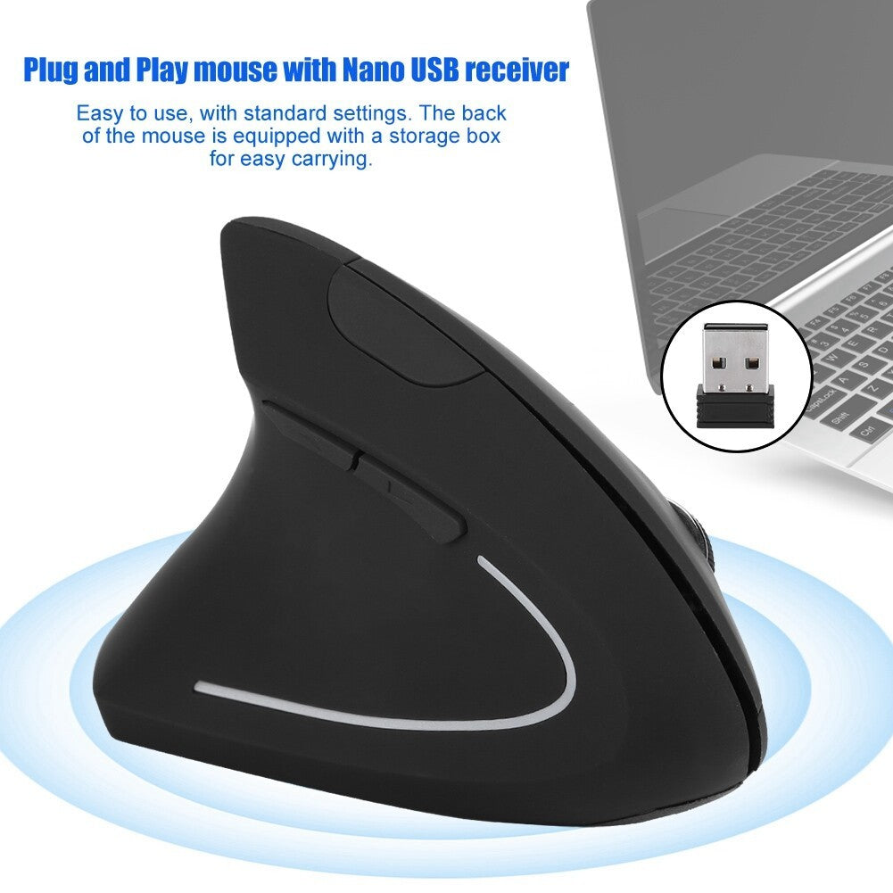 Wireless Vertical Optical Mouse Ergonomic Wrist Healing USB Mouse 1600DPI For PC