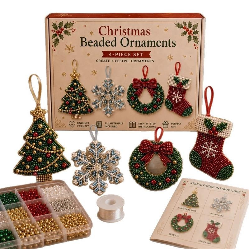DIY Beaded Christmas Kit 3D Crystal Bead Holiday Craft Set for Adults