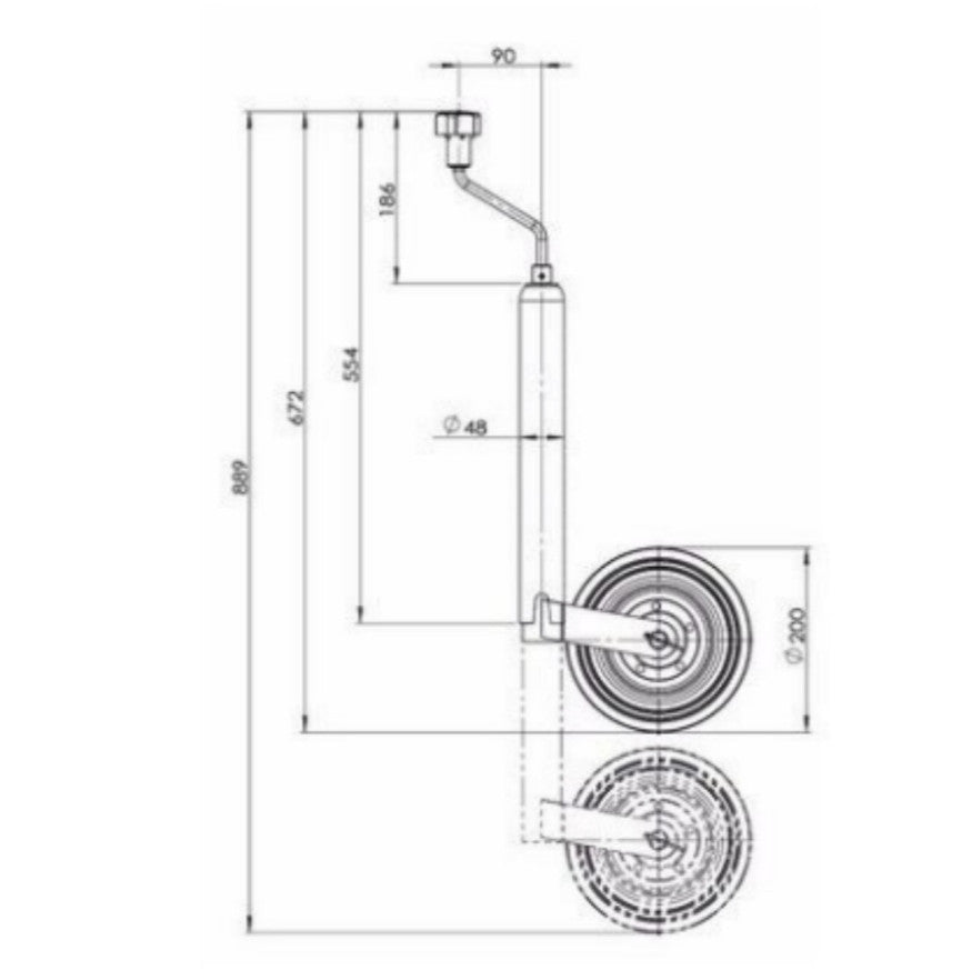 🔥Heavy Duty Caravan Jockey Wheel & Clamp 48MM Trailer Plastic Rim Wind UK