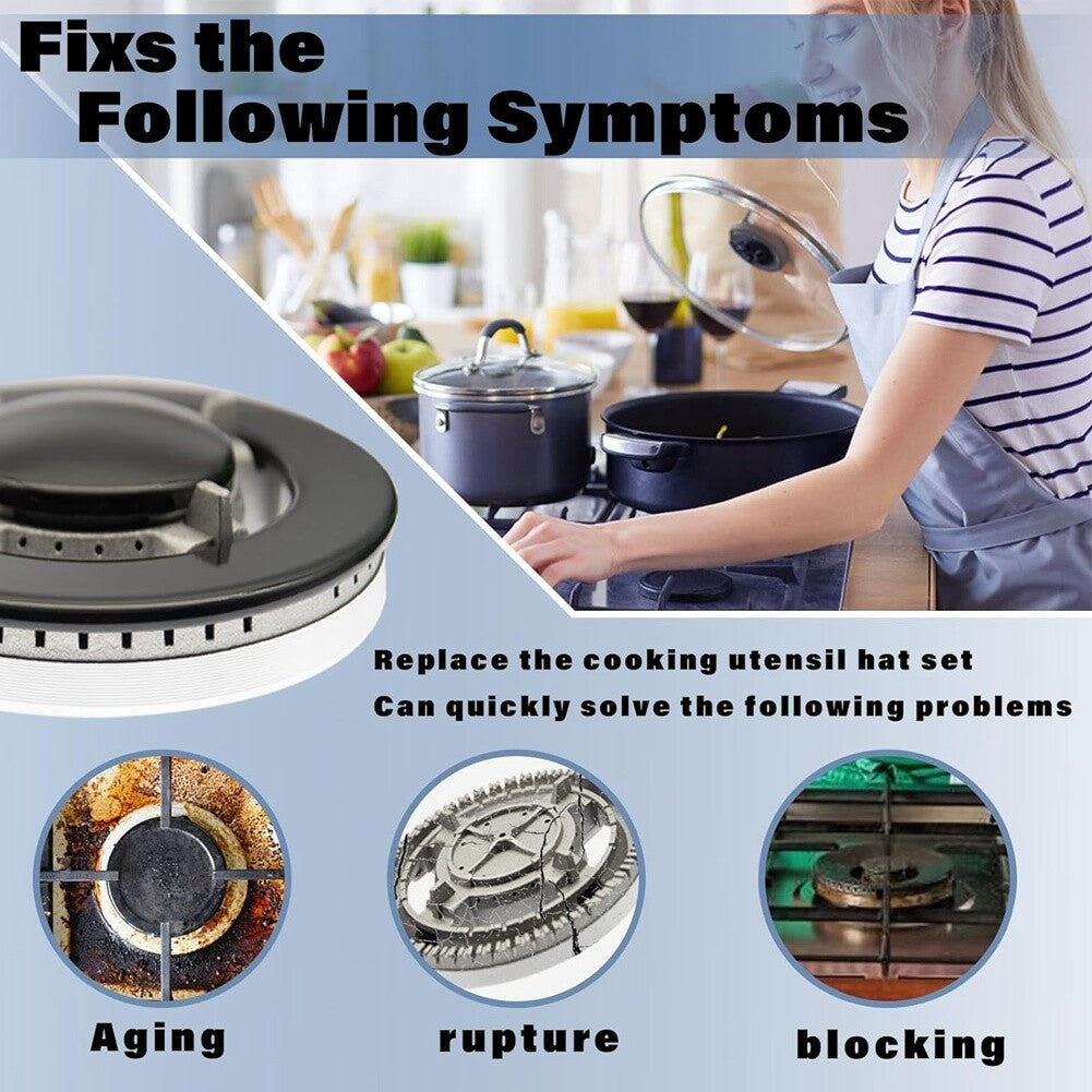 5X Gas Stove Burner Caps Set Burner Cap Replacement Part Cooker Lids Flame Cover