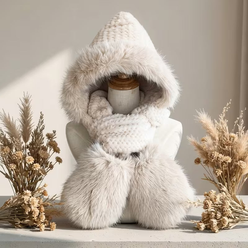 3-in-1 Women's Winter Warmth Hat - Thick Polyester Fiber, Non-Stretch, Ear Flaps