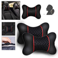 2Pcs Car Seat Head Neck Rest PU Leather Support Cushion Pad HeadRest Bone Pillow