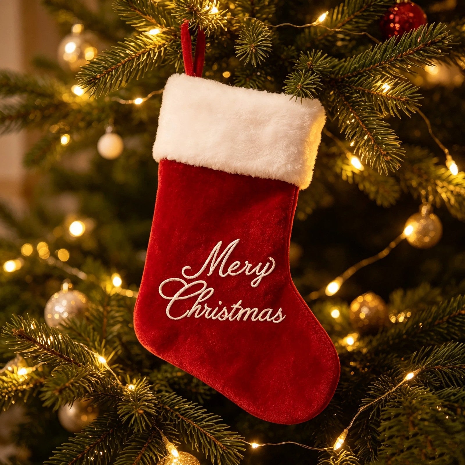 2pcs Red Velvet Merry Christmas Santa Stocking Sack Sock Gifts Bags