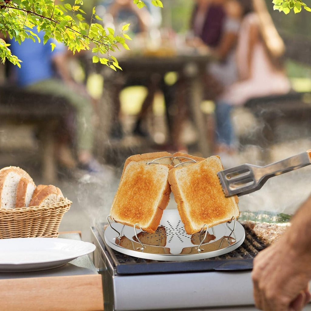 Camping Toaster 4 Slice Folding Gas Toaster, Camping Mini Toaster for Gas Stoves