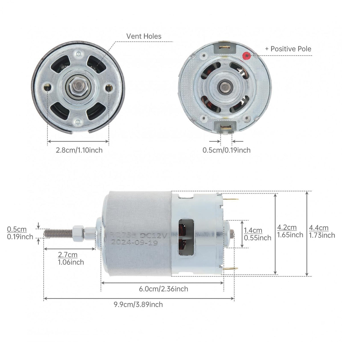 755 DC Motor for Trimmer 12V/21V Grass Cutter Motor with Long Shaft Lawn Mower