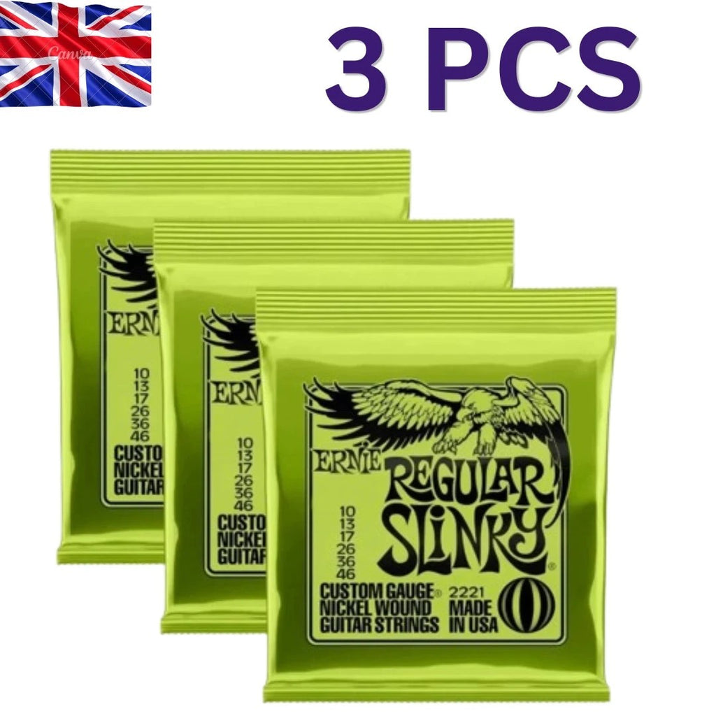 3Pack Ernie Ball Regular Slinky Nickel Wound Electric Guitar Strings 2221 10-46.