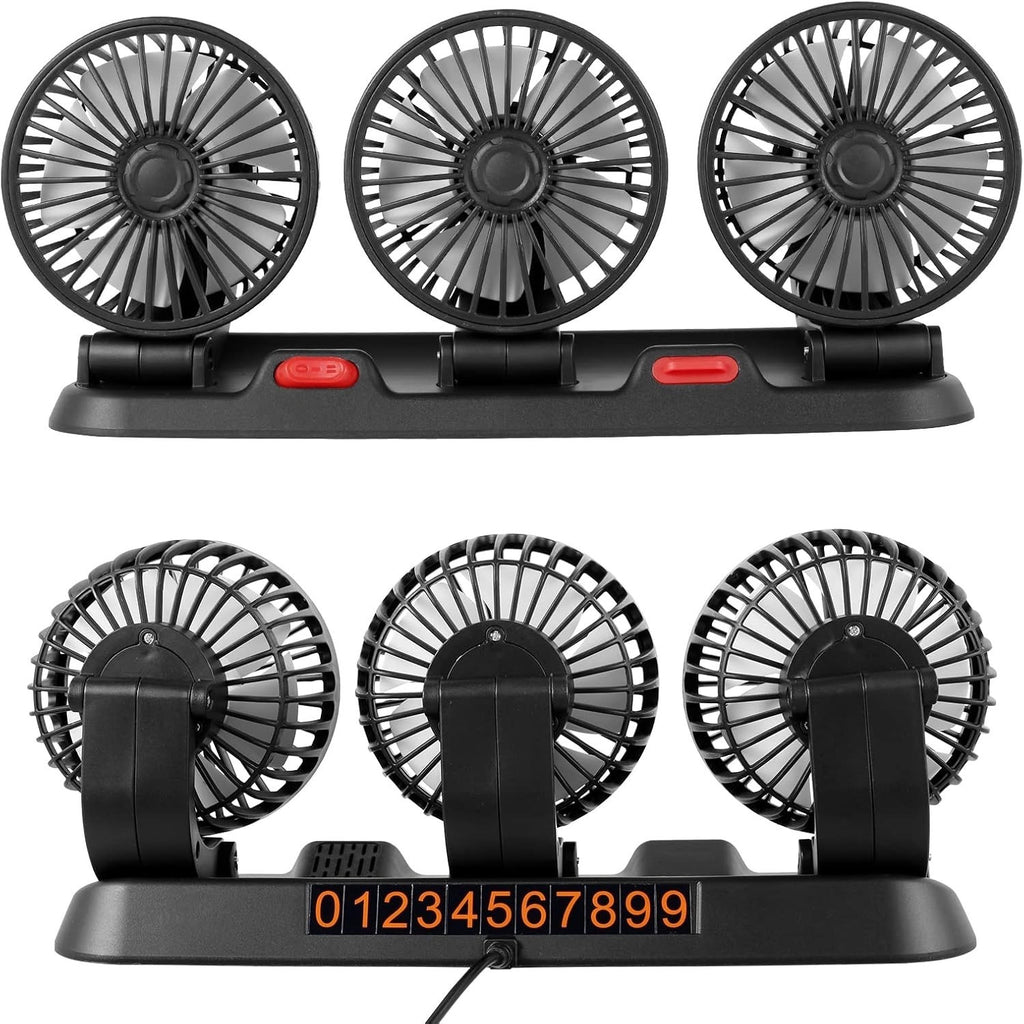 USB Double Car Fan 2 Speed 360° Quiet Mini Cooling Fan for SUV Truck Office