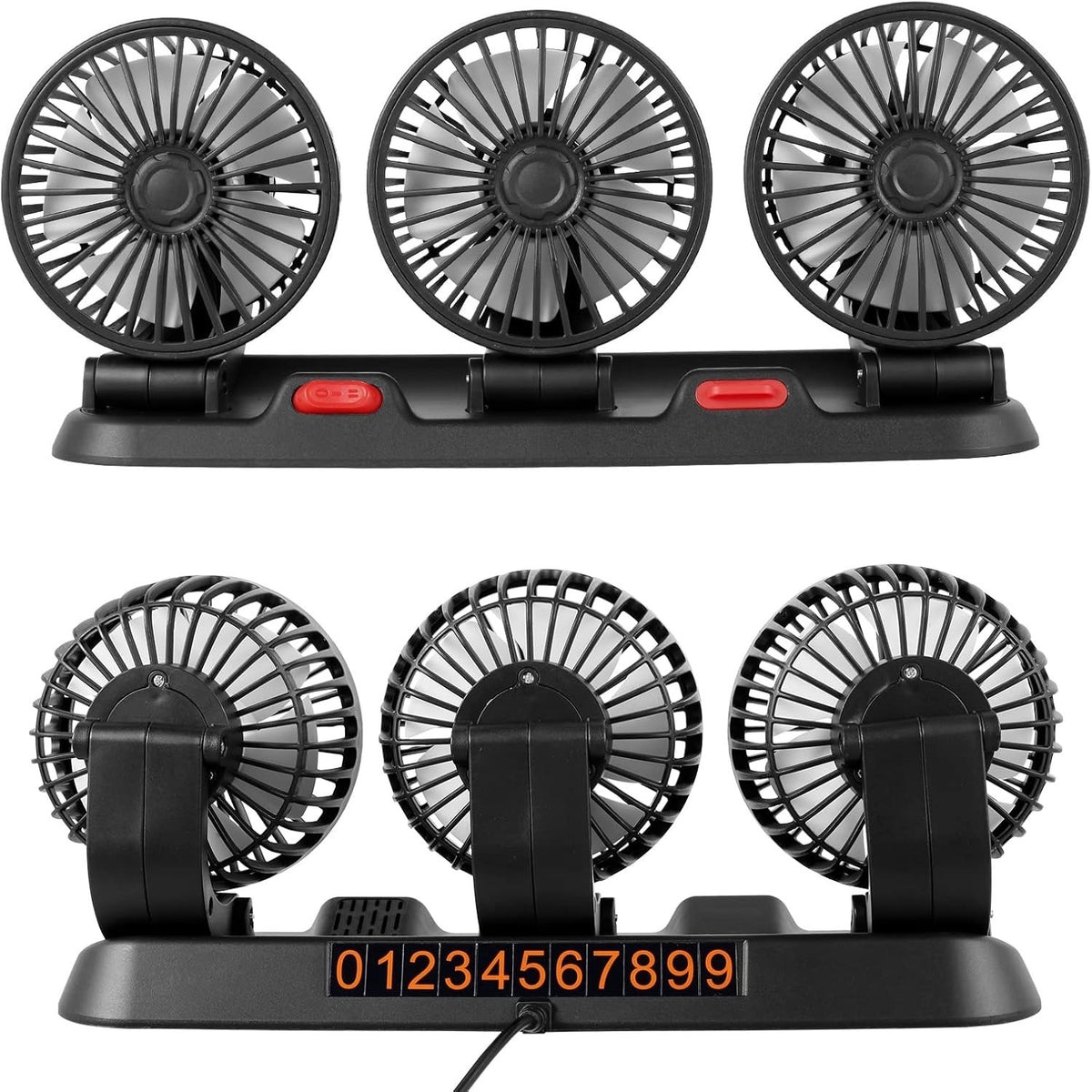 USB Double Car Fan 2 Speed 360° Quiet Mini Cooling Fan for SUV Truck Office