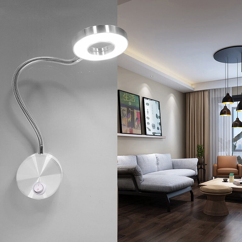 LED 5W Gooseneck Wall Sconce Lamp 360° Adjustable Flexible Reading Bedside Light