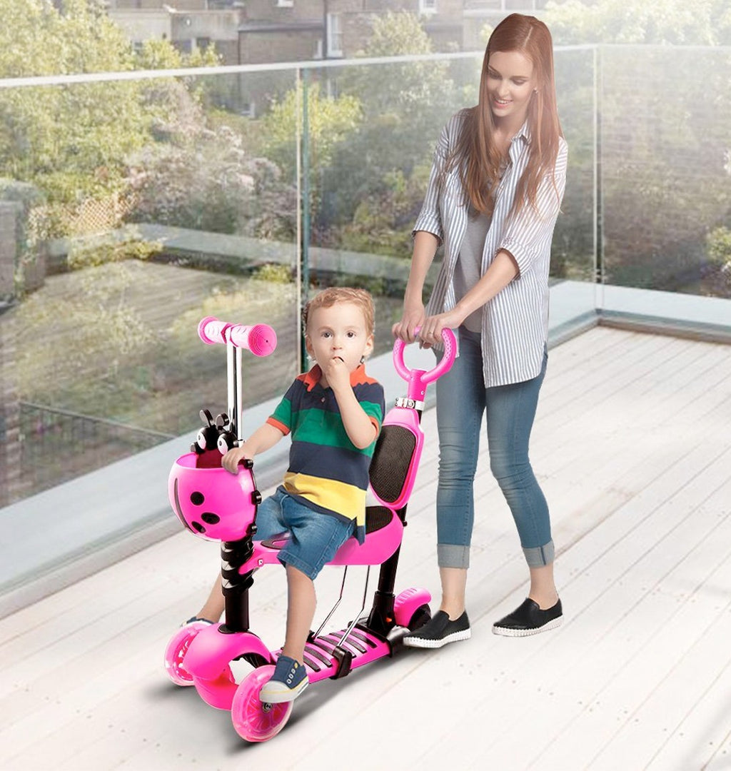 5 in 1 Kids Scooter Adjustable Seat 3 Wheels Kick Scooters Toddler Age 2-12yrs