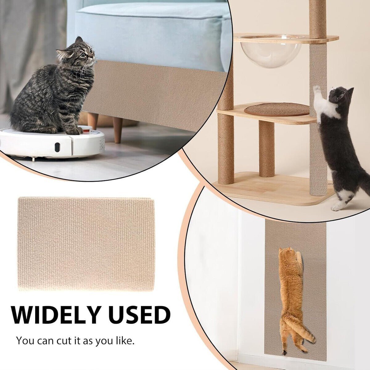 Self Adhesive Pet Cat Scratching Mat Antislip Play Protection Claw Scratcher Pad