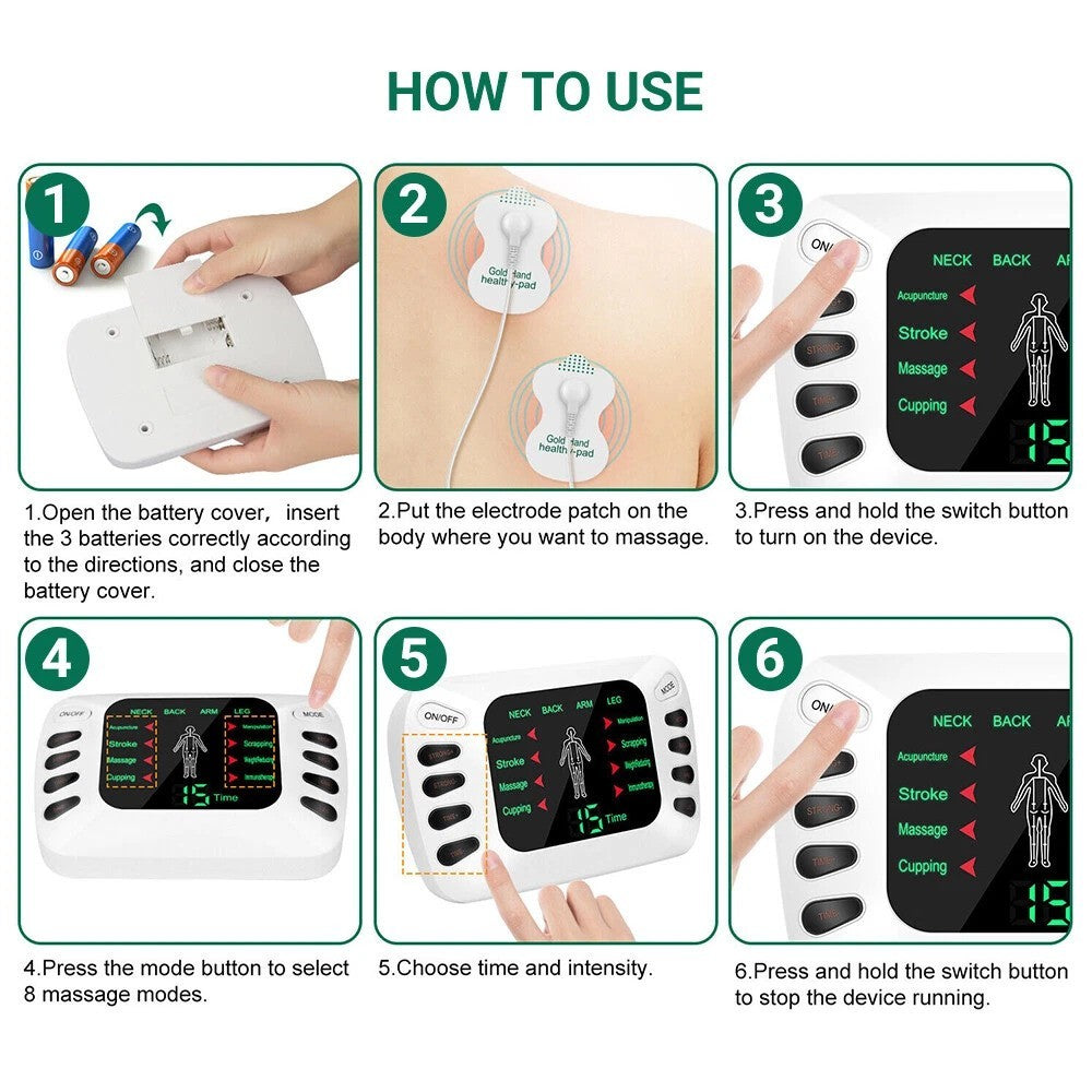 Dual Channel Digital TENS Machine for Pain Relief, 8 Modes Muscle Stimulator