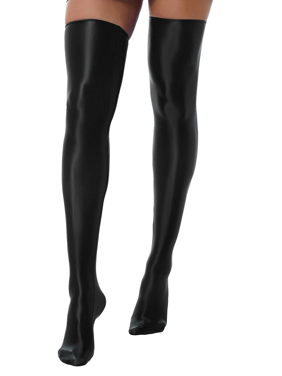 1 Pair Womens Oil Shiny Stockings Stretchy Footed Thigh High Stockings Lingerie