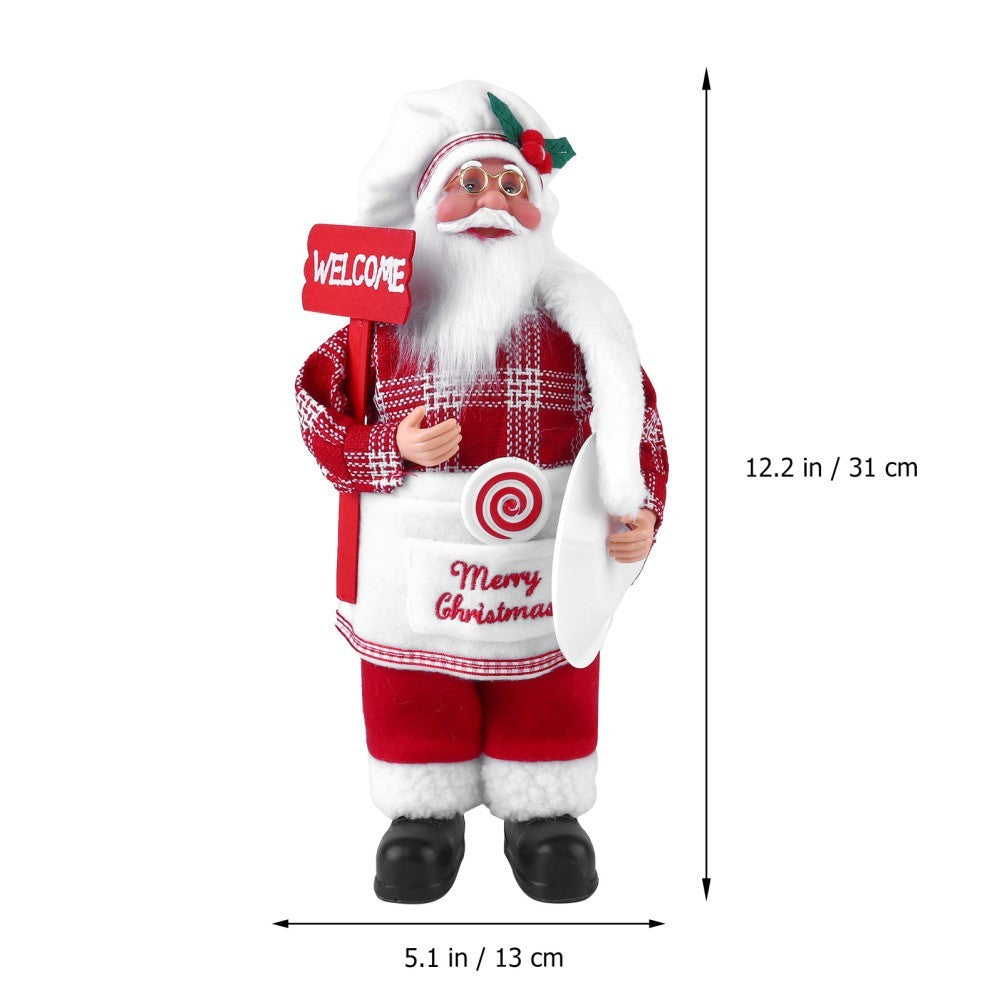 Christmas Santa Fabric Doll Decor Red Xmas Desktop Ornament for Party Decoration