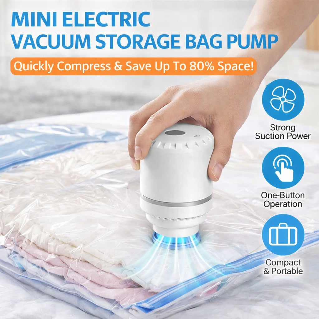 Portable Mini Electric Vacuum Pump for Vac Storage Bags – Clothes Space Saver