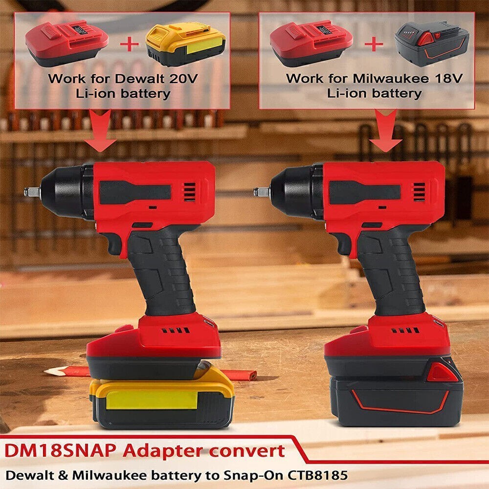 Adapter for Dewalt & Milwaukee Tools 18V Li-ion Battery to Snap-on 18V Cordless
