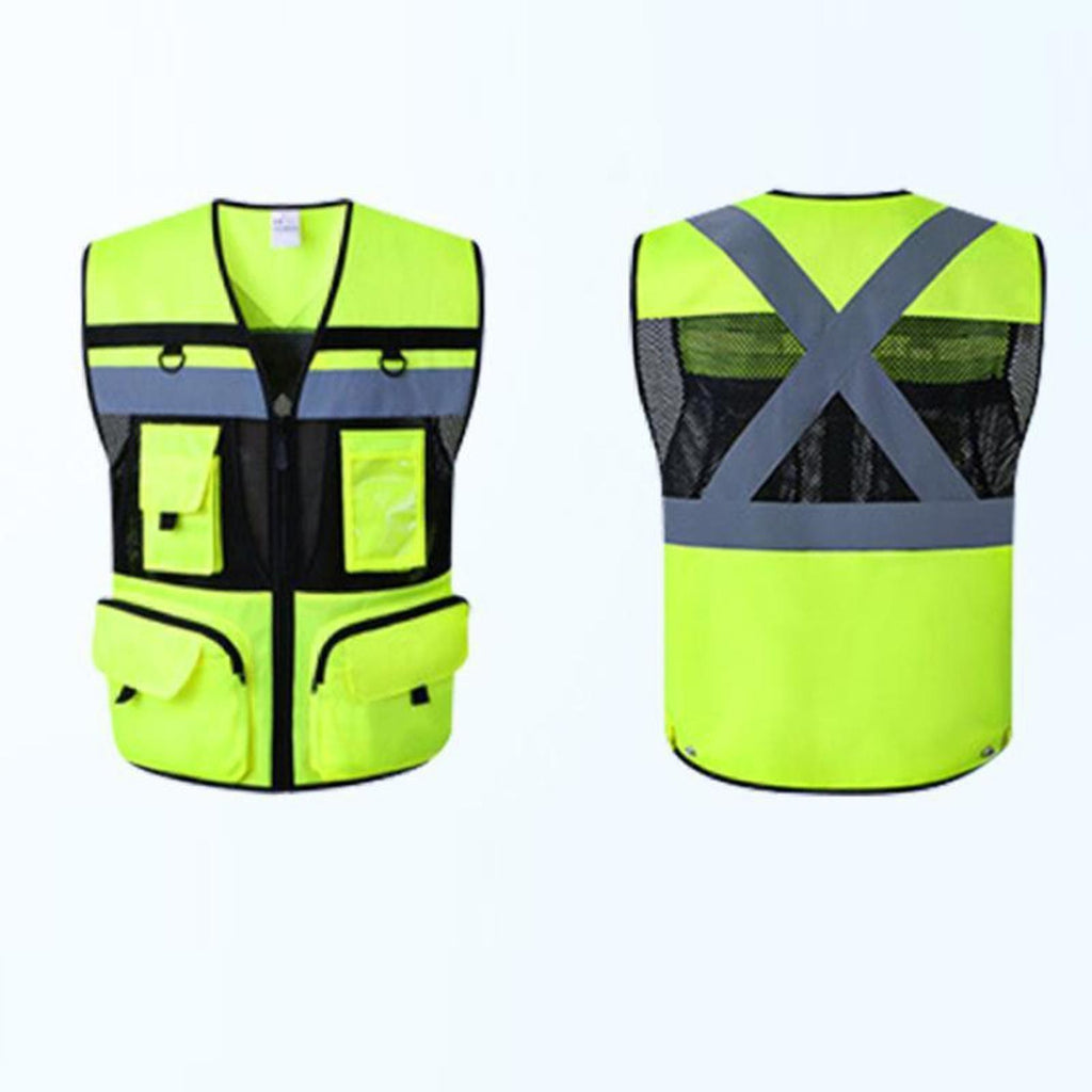 HI VIS VIZ VEST SAFETY ZIP EXECUTIVE VISIBILITY WAISTCOAT PHONE & ID POCKET