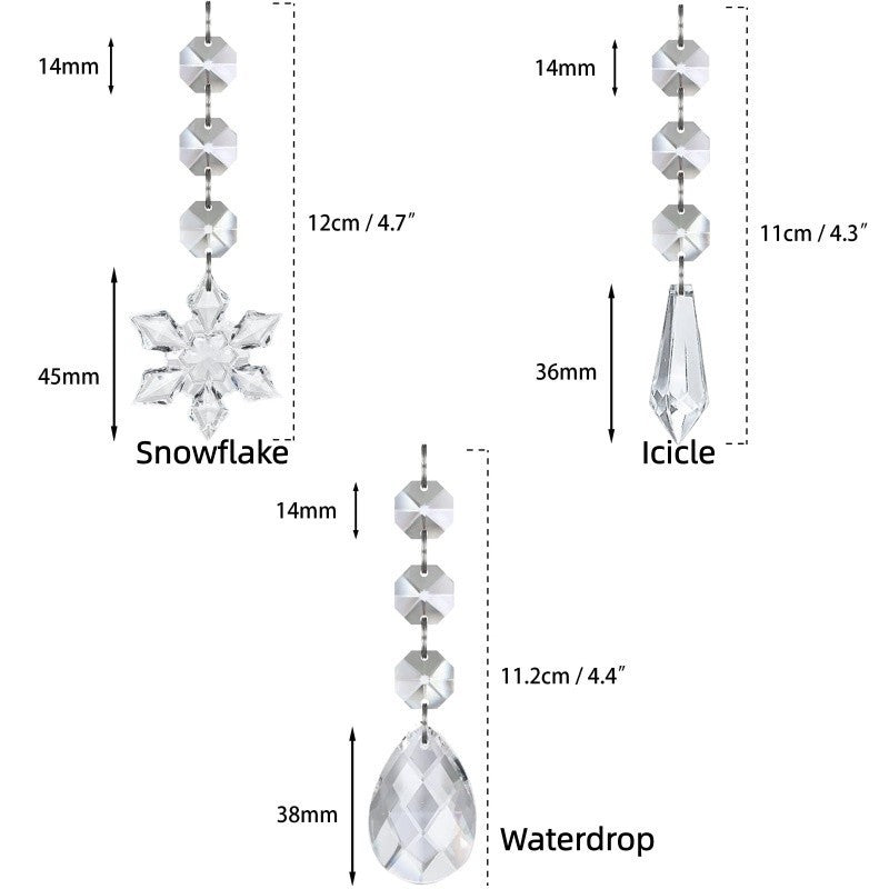 30x Snowflake Crystal Christmas Ornaments Hanging Pendants Xmas Tree Decorations