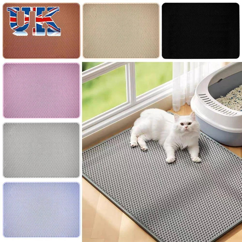 Large Honeycomb Cat Litter Mat 75x55cm, Double Layer Tray Pad with Big Holes