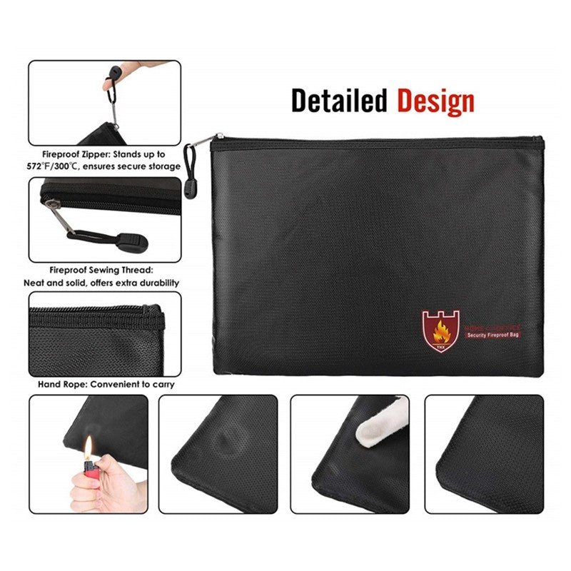 Fireproof Waterproof Document Bag Secret File Protect Pouch Cash Money Safe Box
