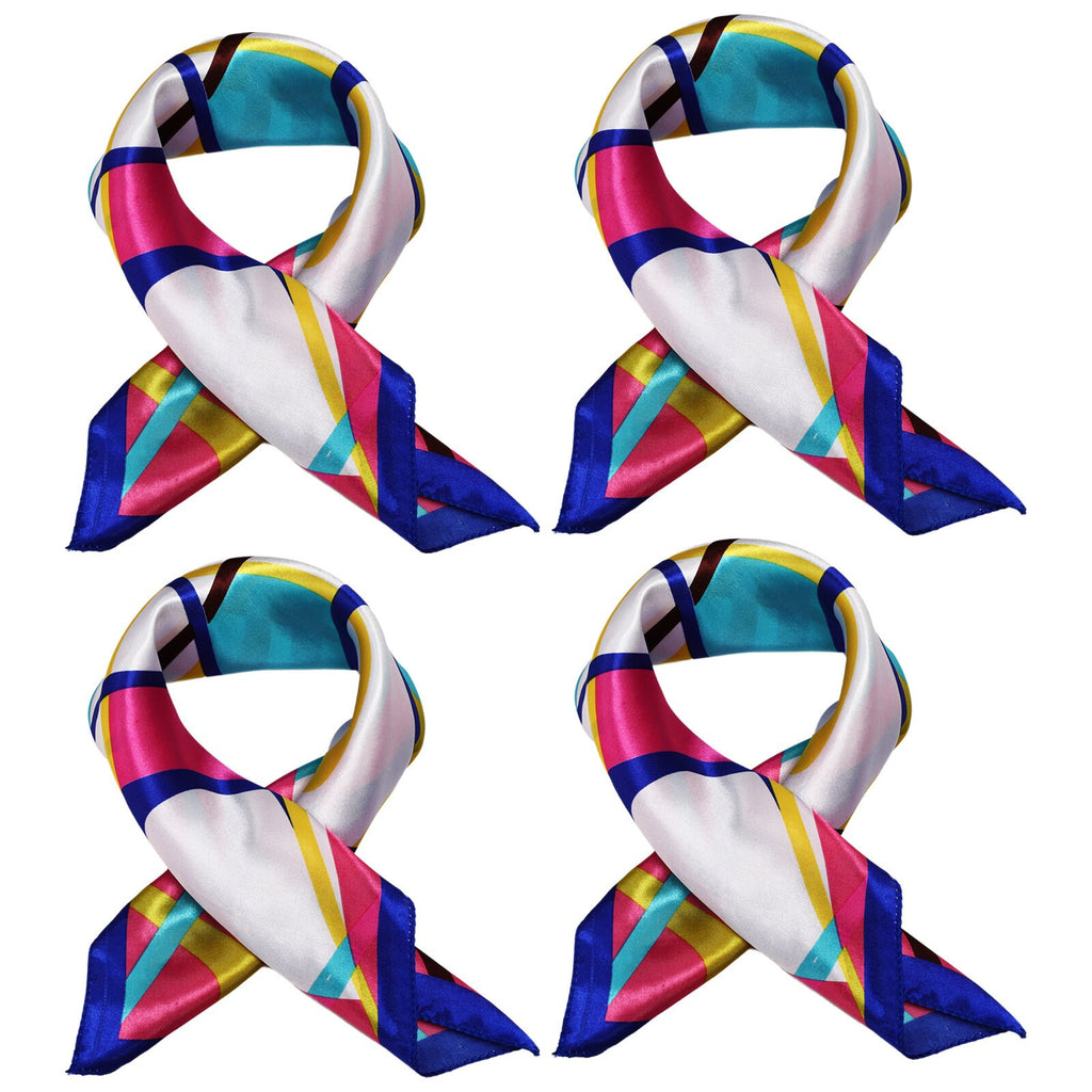 Women Square Neck Professional Handkerchief Sailor Scarf 4Pcs Silk Breathable