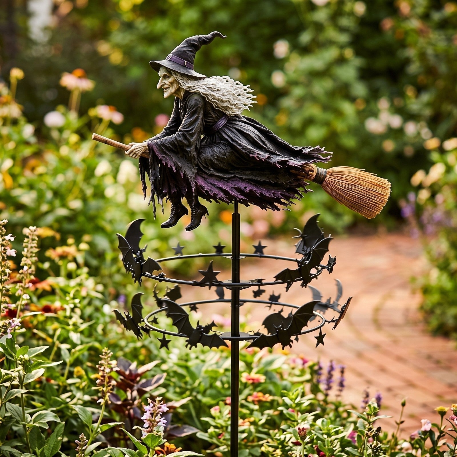 Witch Wind Stunning Lawn Ornament Outdoor for Flower Bed