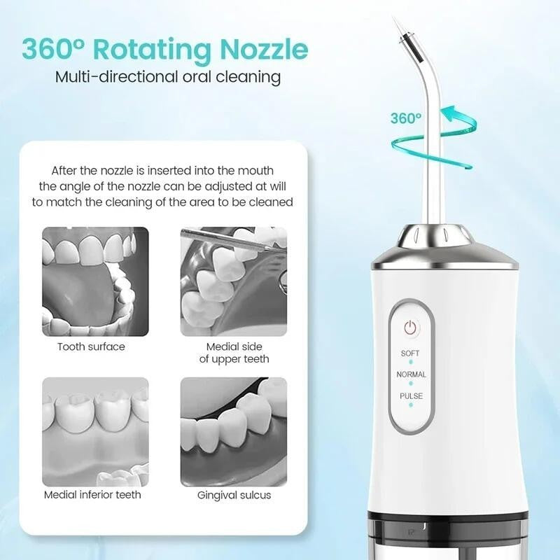 Cordless Dental Water Flosser with Jet 4 Tips Floss Oral Cleaner Irrigator Teeth