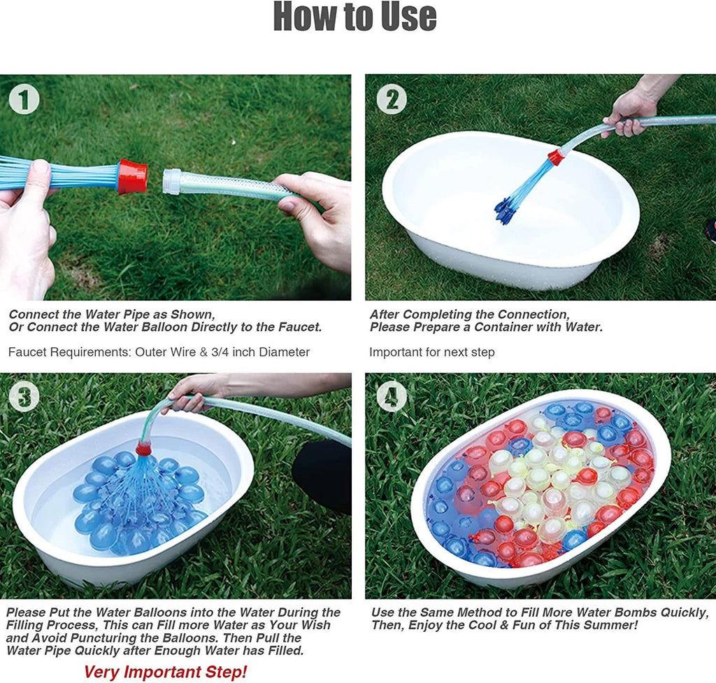 666 Self Sealing Water Balloons Fast Fill 60 Seconds Garden Party Summer Toy
